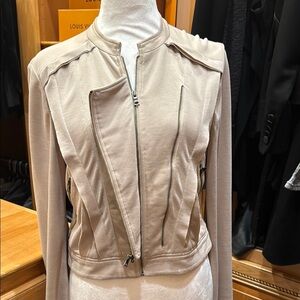 Women's Beige Moto Cropped Jacket